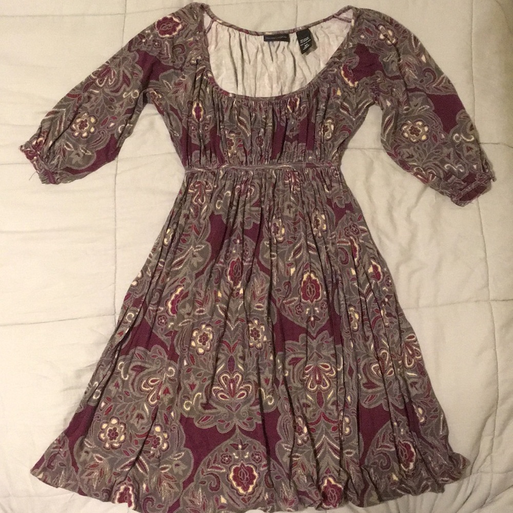 3/4 sleeve patterned dress